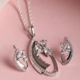 Clara 92.5 Sterling Silver Orla Pendant & Earring Set for Women-picture-21