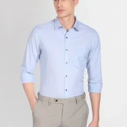 Arrow Light Blue Cotton Regular Fit Shirt-image-47