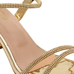 Shoetopia Women's Golden Ankle Strap Sandals image 4