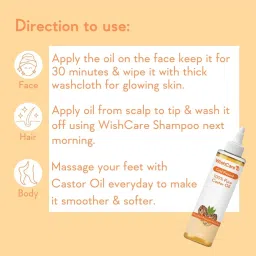 Wishcare Cold Pressed 100% Pure Castor Oil - 200 ml image 3
