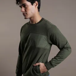 Turtle Dark Olive Relaxed Fit Self Design Sweatshirt image 3