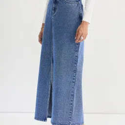 FEMMELLA Blue Regular Fit Solid Denim Skirt image 3