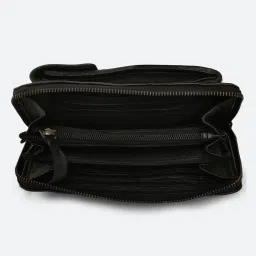 Art N Vintage Naamah Black Leather Textured  Zip Around Wallet for Women image 3