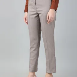 Hancock Greige Grey Blended Solid Mid Rise Trousers image 3