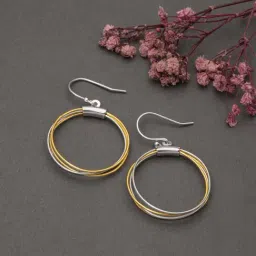 Silberry 925 Sterling Silver 18k Gold Plated Two Tone Silver Modern Drop Earrings for Women-image-26