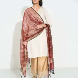 Rangmanch By Pantaloons Maroon Woven Dupatta-picture-21