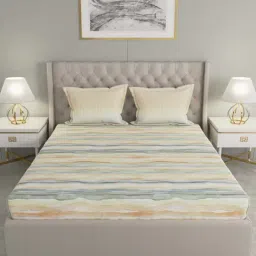 GMF Yellow & Grey Cotton 144 TC Bed Sheet Set image 2