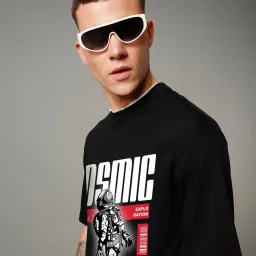 Bewakoof Black Relaxed Fit Graphic T-Shirt image 3