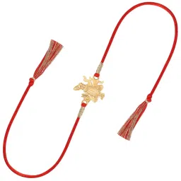 ornate jewels 925 Silver American Diamond Shreenathji Thread Rakhi for Brother with Roli Chawal image 3