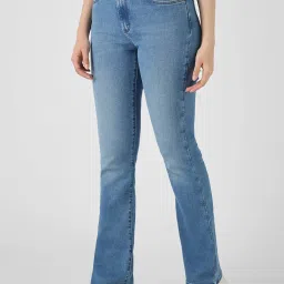 Wrangler Mid Blue High Rise Flaired Fit Jeans image 3