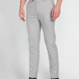 Arrow Grey Slim Fit Checks Trousers image 3