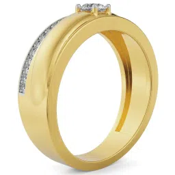 EMORI Yellow Gold Sleek Line Pave Diamond Band image 3