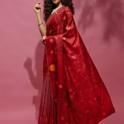 Navyasa By Liva Maroon Satin Printed Saree image 3