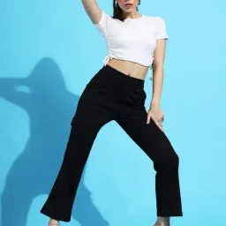 FITHUB Black Straight Fit High Rise Trousers image 4