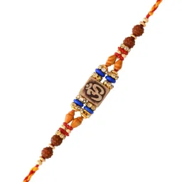 Aapno Rajasthan Quadra Rudraksh Studded Om Motif Rakhi image 3