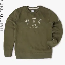 GAP Boys Green Cotton Embroidered Sweatshirt image 3