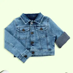 Kiddopanti Girls Light Blue Regular Fit Jacket image 3
