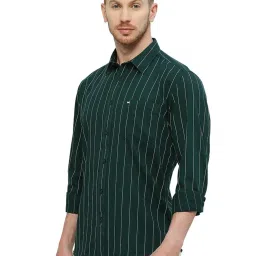 Basics Dark Green Cotton Slim Fit Checks Shirt image 3