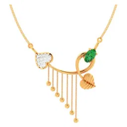 P.C. Chandra Jewellers 14k Yellow Gold With Green Stone Leafy Necklace for Women & Girls-picture-43
