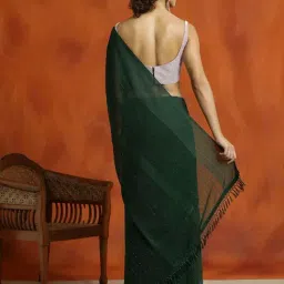 Jaipur Kurti Green Embellished Saree With Unstitched Blouse image 2