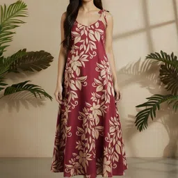DHAKRE FASHION Women Floral Printed Sleeveless A-Line Midi Dress-picture-39