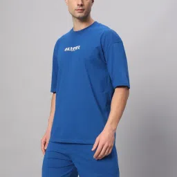 Griffel Blue Cotton Loose Fit Printed Co-Ord Set image 3