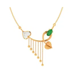 P.C. Chandra Jewellers 22k Yellow Gold Green Stone Leafy Necklace for Women & Girls-picture-31