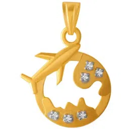 P.C. Chandra Jewellers 14k Yellow Gold Earth Style Pendant With An Aeroplane for Women & Girls-picture-42