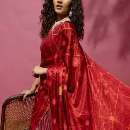 Navyasa By Liva Maroon Satin Printed Saree image 5