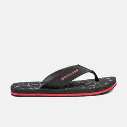 Woodland Men Black & Charcoal Grey Animal Printed Thong Flip-Flops image 4