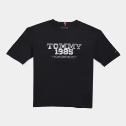Tommy Hilfiger Black Cotton Relaxed Fit Printed T-Shirt-picture-35
