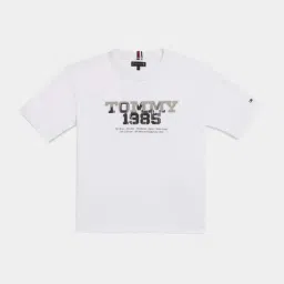 Tommy Hilfiger White Cotton Relaxed Fit Printed T-Shirt-image-10