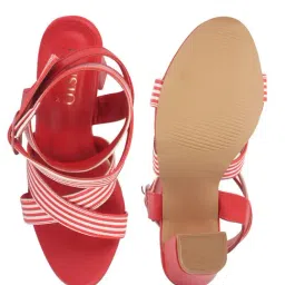 Fausto Women's Red Ankle Strap Sandals image 3