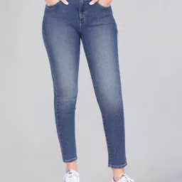 Wrangler Blue Cotton Solid Skinny Jeans-image-84