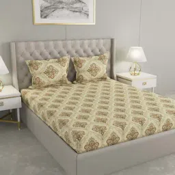 Raymond Home Festive Beige 160 TC Cotton King Bedsheet with 2 Pillow Covers-image-14