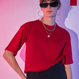 QIOA Pack Of 2 Round Neck Cotton Oversized Loose Fit Short T-shirt-picture-17