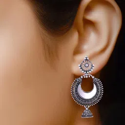 DIVASTRI Set of 4 Silver-Plated Oxidised Dome Shaped Jhumkas image 3