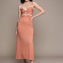 Label Ritu Kumar Halter Neck Bodycon Maxi Dress-picture-1