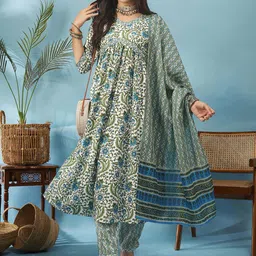 Anouk Women Floral Printed Regular Kurta with Trousers & With Dupatta-image-42