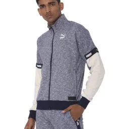 Puma Blue Cotton Regular Fit Heathered Sports Jacket-image-0