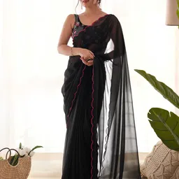 Mitera Solid Saree With Embroidered Unstitched Blouse Piece-image-67