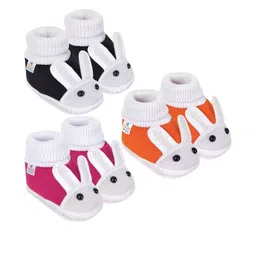 NESKA MODA Kids-Unisex Black Cotton Booties-picture-36