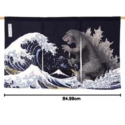 Godzilla Japanese Shop Curtain Thirty-six Views of Mt. Fuji Hokusai (Navy Blue) image 2