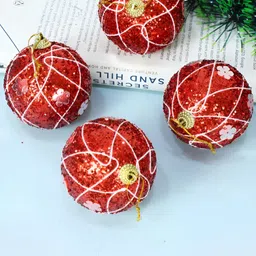 TIED RIBBONS Set Of 4 Red Christmas Tree Decoration Balls image 3