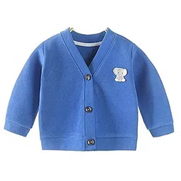 MOMISY Full Sleeves Solid Sweater with Applique - Blue-picture-14