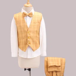 Robo Fry Full Sleeves Checks Party Suits - Yellow-picture-15