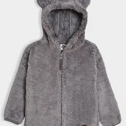 Mi Arcus Full Sleeves Solid Fur Hooded Jacket - Grey-picture-18
