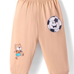Tango Single Jersey Knit Full Length Lounge Pant with Sport Theme Print - Tan-picture-23