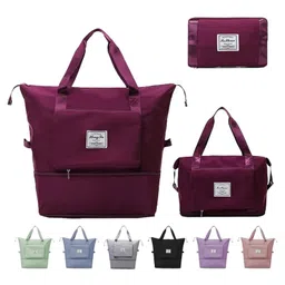 ARCADE TOYS Large Capacity Folding Travel Bag, Dry and Wet Separation Multifunctional Sports Shoulder Bag, Foldable Travel Duffel Bag, Travel Lightweight. (Dark Purple)-picture-16