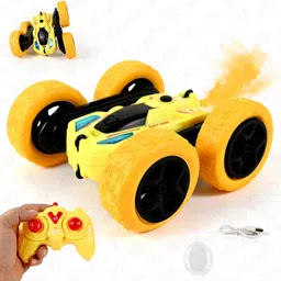 Vikrida Spray Stunt RC Cars 2.4GHz Remote Control Car with Headlights, Off Road, 4WD 360 Rotating RC Crawler, Gifts for Boys & Girls - Yellow Smoke Car-image-36